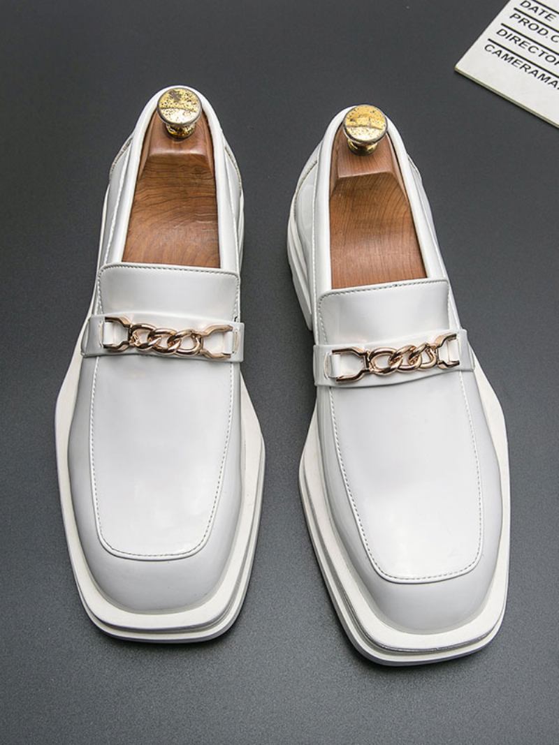 Loafer Cipele Za Muškarce Pu Koža Metalni Detalji Slip-on - Bijelo