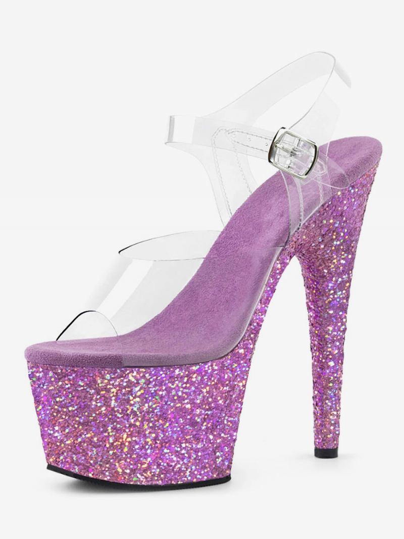 Cipele Za Ples Na Šipci Ženske Seksi Sandale Svijetlo Zlatne Kožne Peep Toe 2.8 S Platformom Skidanje - Fuchsia Pink