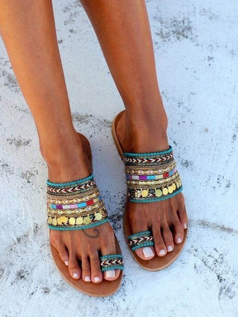 Ženske Sandale Za Plažu Boho Toe Loop Slides