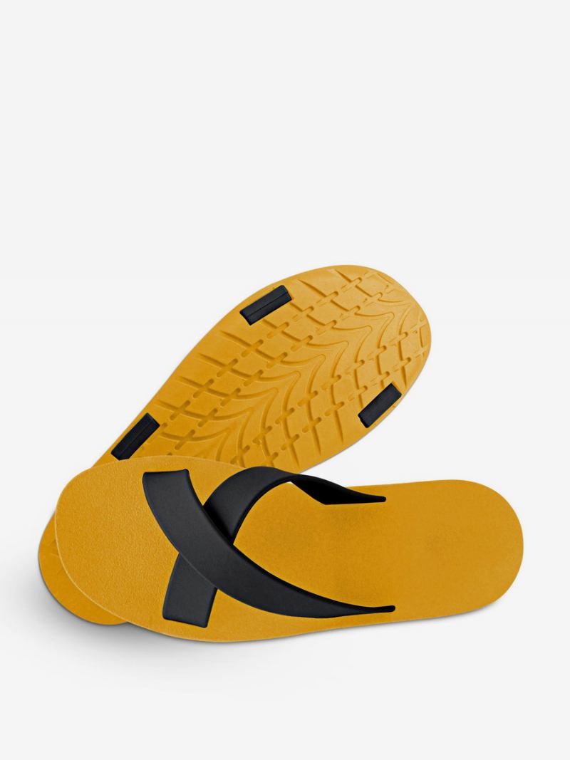 Muške Sandale Slip-on Color Block Ravne Papuče - Žuta