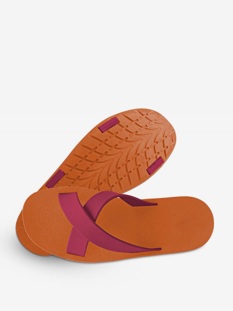 Muške Sandale Slip-on Color Block Ravne Papuče - Narančasta