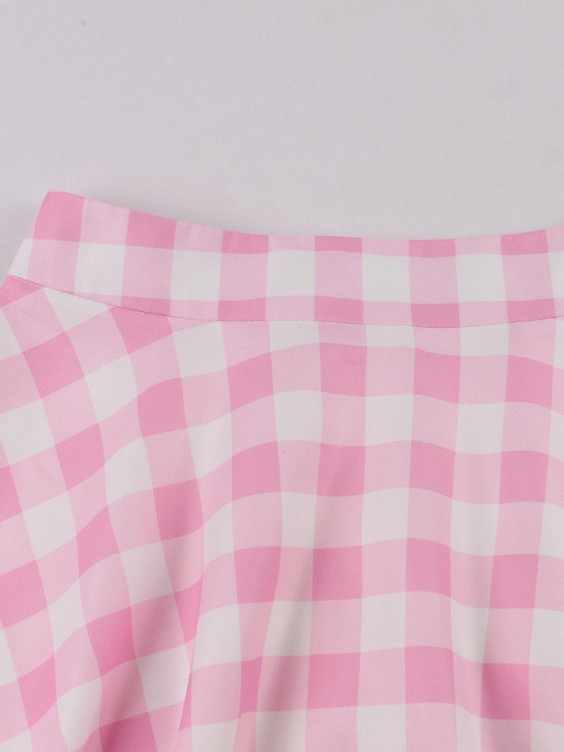 Ženski Donji Dio Karirane Suknje Barbie U Gingham Do Sredine Lista - Ružičasta