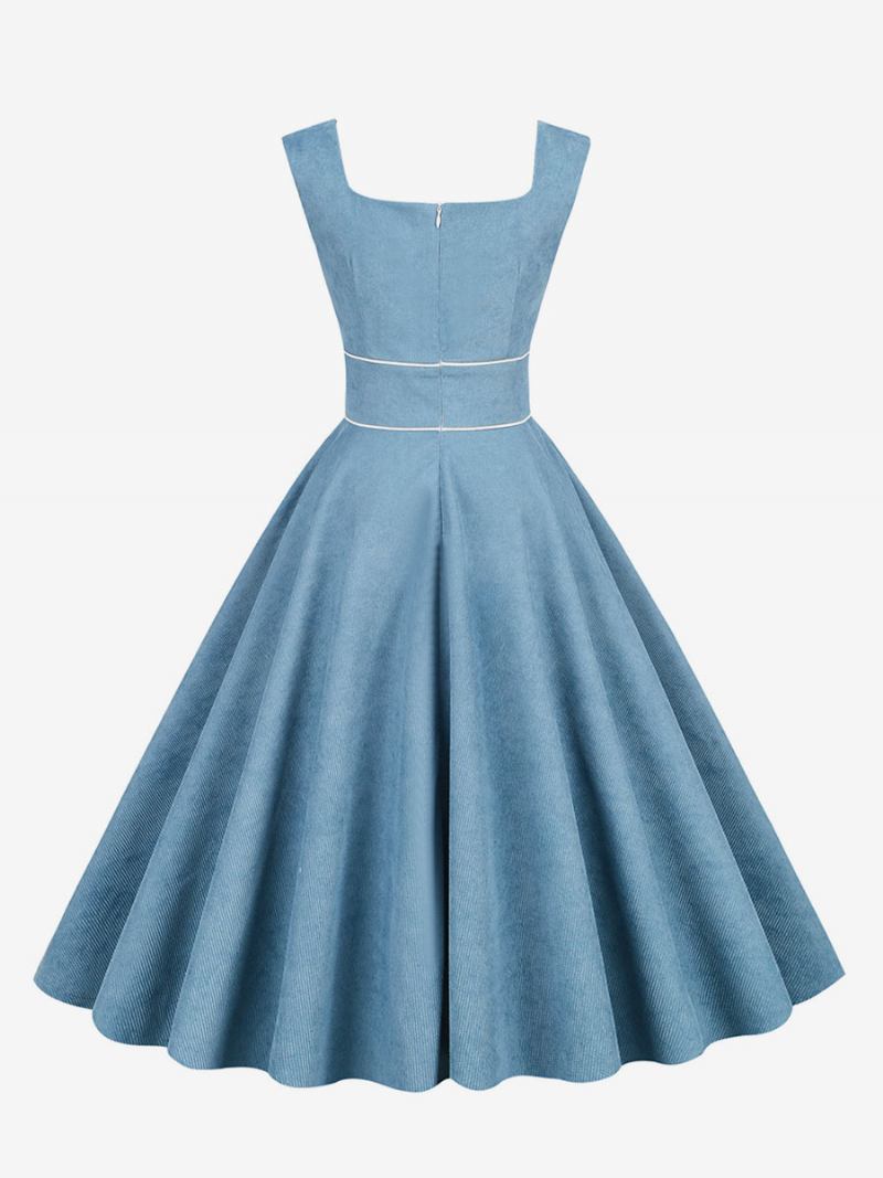 Ženska Retro Haljina Iz 1950-ih U Stilu Audrey Hepburn Dječja Plava Bez Rukava S Četvrtastim Izrezom Srednja Rockabilly - Baby Blue